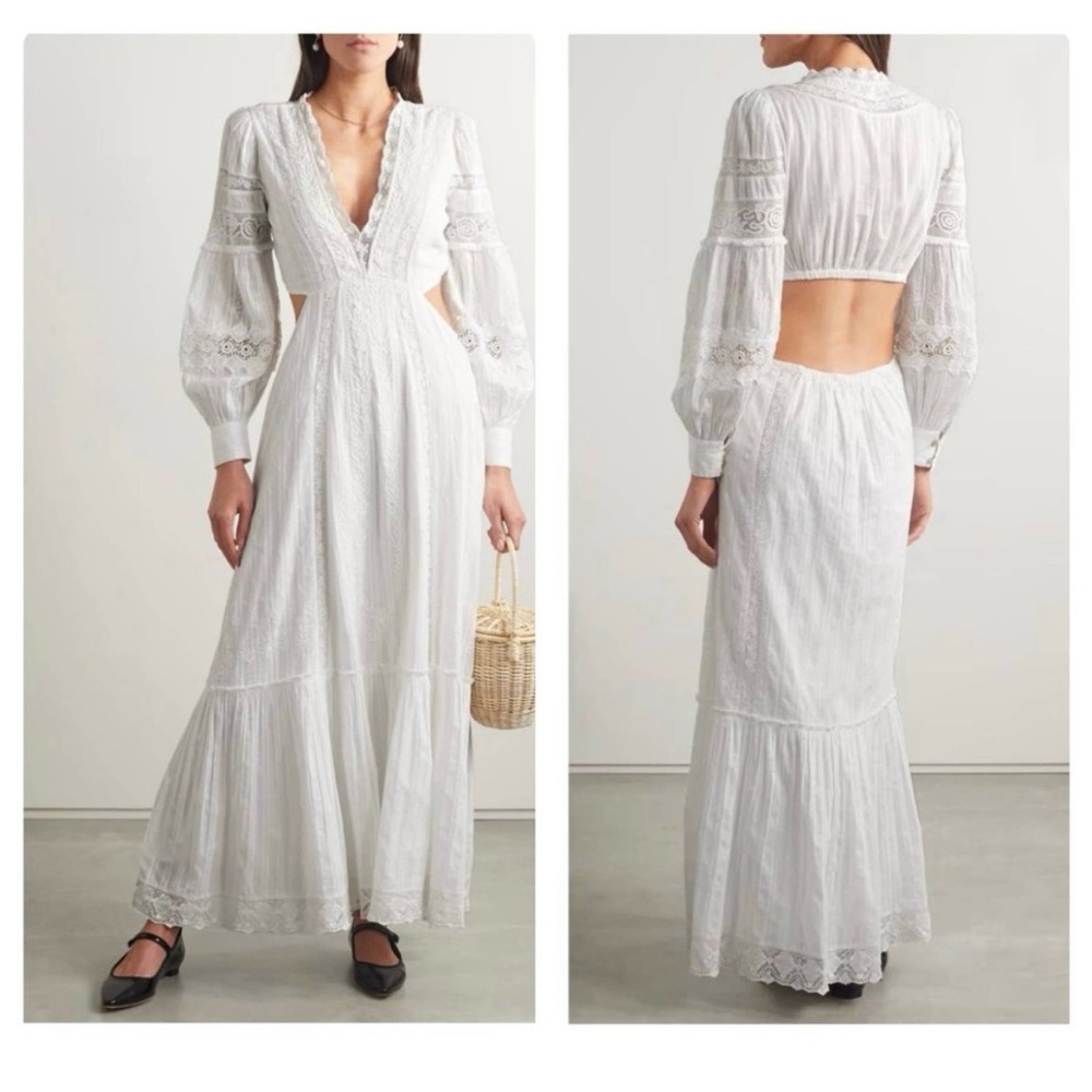 LoveShackFancy Elegant White Backless Dress